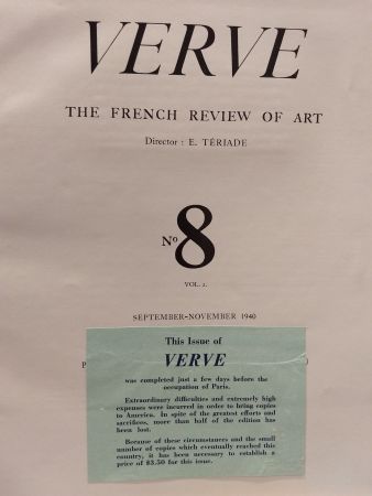 Illustrated Book Matisse - Verve no 8 English