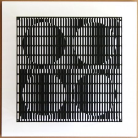 Woodcut Asis - Vibration 4 cercles noir et blanc