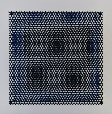 Woodcut Asis - Vibration carré noir et bleu