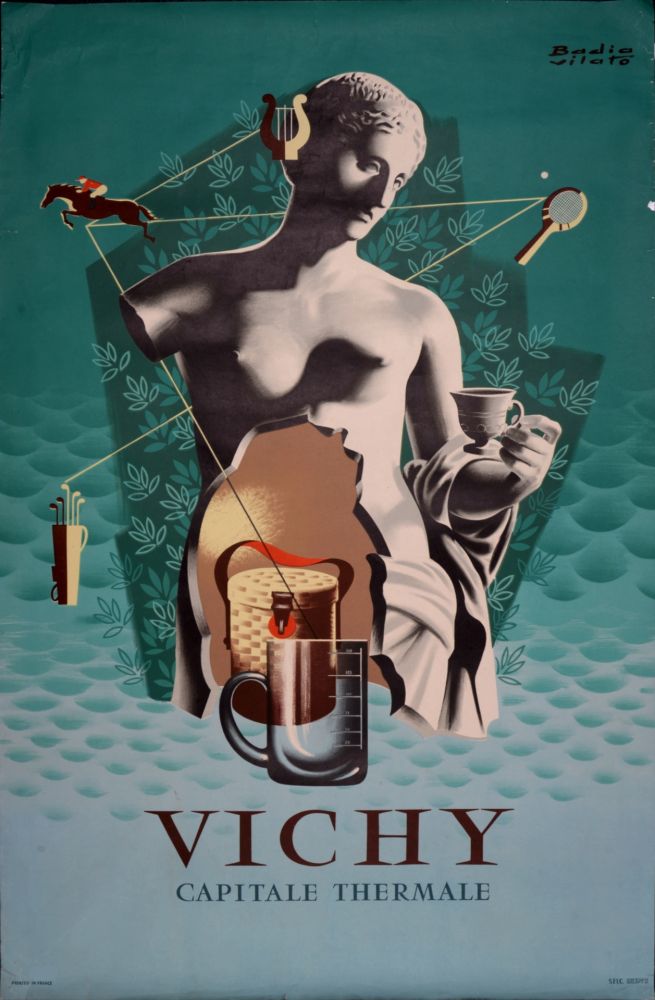 Lithograph Vilató - Vichy Capitale Thermale, 1951