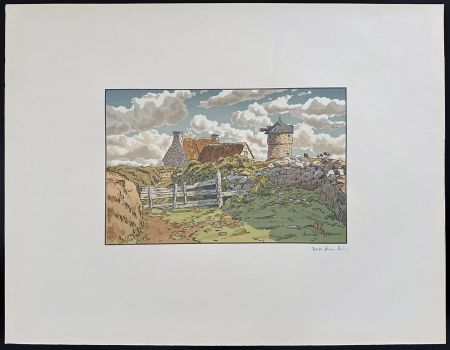 Lithograph Riviere - Vieux moulin à Loguivy