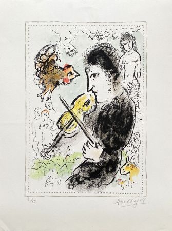 Lithograph Chagall - Violoniste au coq