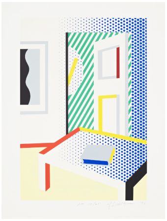 Screenprint Lichtenstein - Virtual Interior with Book, 1996