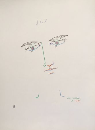 Lithograph Cocteau - Visage