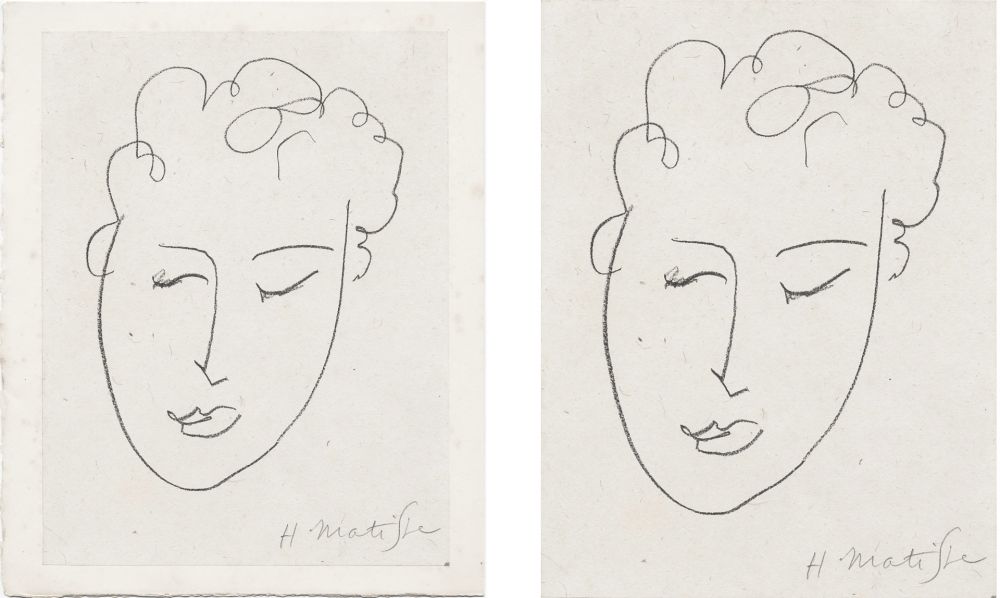 Lithograph Matisse - VISAGE DE FEMME. Pour Jules Romains : Pierres Levées, poèmes. Paris 1948