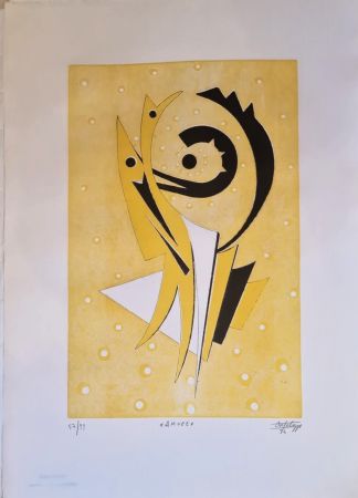 Etching Cortelazzo - Vita, Nascita, Forza, Intelligenza, Amore, Destino