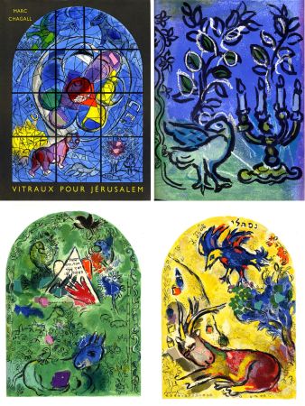 Illustrated Book Chagall - VITRAUX POUR JÉRUSALEM. Avec deux lithographies originales de Marc Chagall et 36 lithographies par Charles Sorlier (1962)
