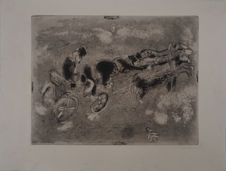 Etching Chagall - Voyage au clair de lune (La troïka au soir)