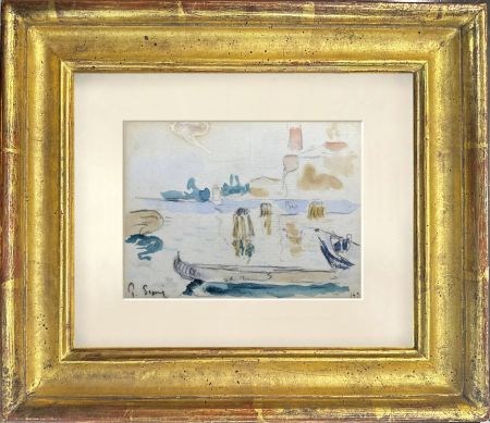 Monotype Signac - VUE SUR LE PORT AVEC BATEAU DE REPOS