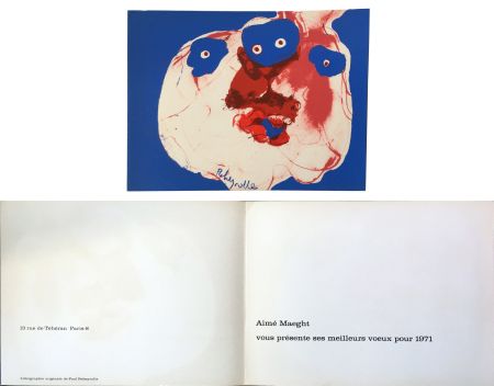 Lithograph Rebeyrolle - Vœux d'Aimé Maeght pour 1971 : LITHOGRAPHIE ORIGINALE DE REBEYROLLE