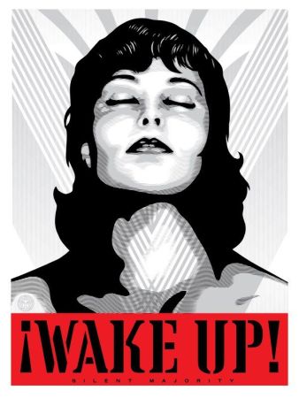 Screenprint Fairey - Wake Up (White)