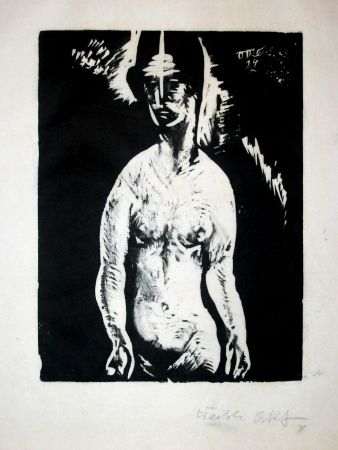 Woodcut Schatz - Weiblicher Akt (Female Nude)