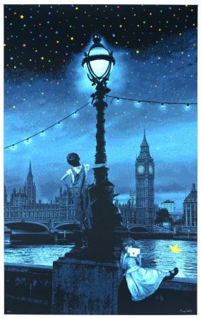 Screenprint Roamcouch - When you wish upon a star - London (blue edition)