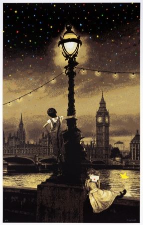 Screenprint Roamcouch - When you wish upon a star - London (sepia edition)