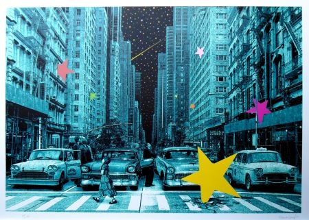 Screenprint Roamcouch - When you wish upon a star NYC (green edition)