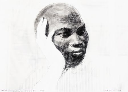 Screenprint Claerbout - White Hand Supporting a Black Head