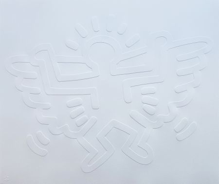 Screenprint Haring - White Icons (C) - Winged Angel