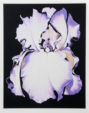 Screenprint Nesbitt - White Iris on Black