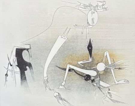 Aquatint Lam - Wifredo Lam (1902–1982) - Untitled from ''Visible Invisible'' folder - Aquatint etching on Goya paper - 1972