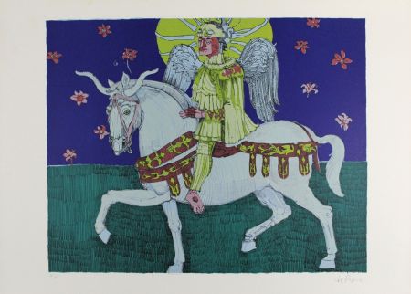 Lithograph De Rosa - Winged Rider
