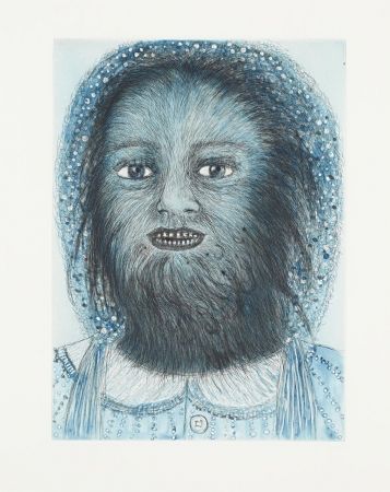 Etching And Aquatint Smith - Wolf Girl, from the Blue Prints series