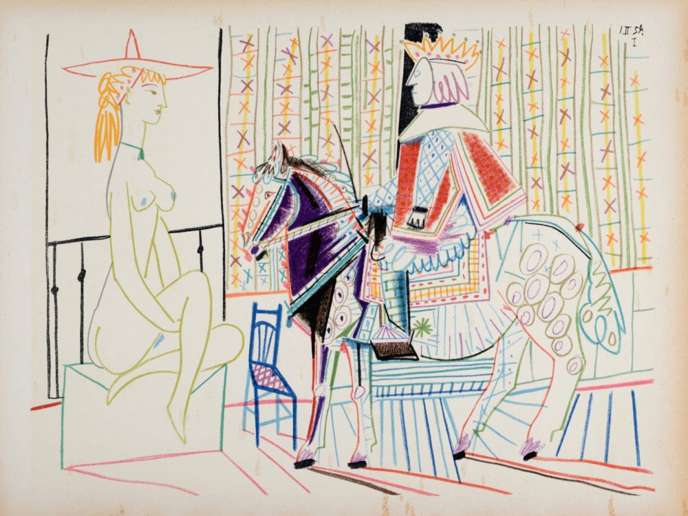 Lithograph Picasso - Woman and King, 1954