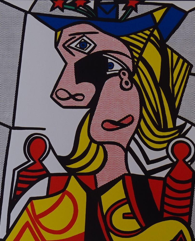 Screenprint Lichtenstein - Woman with flowered hat