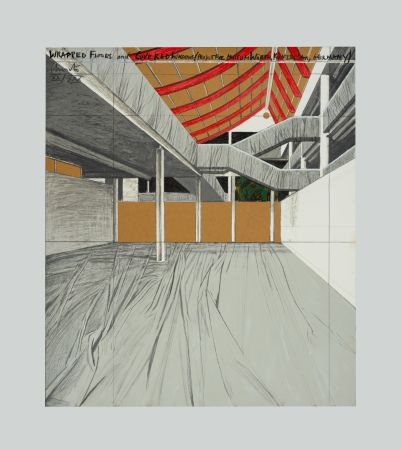 Lithograph Christo - Wrapped floors and covered windows (Project for Museum Wurth Kenzelsau)