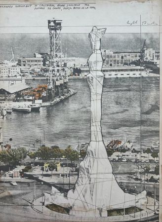 Lithograph Christo & Jeanne-Claude - Wrapped monument