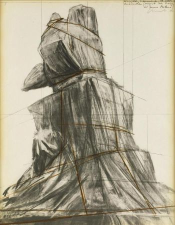 Lithograph Christo - Wrapped monument to Vittorio Emanuele