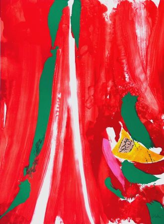 Lithograph Debré - Xian rouge et orange 