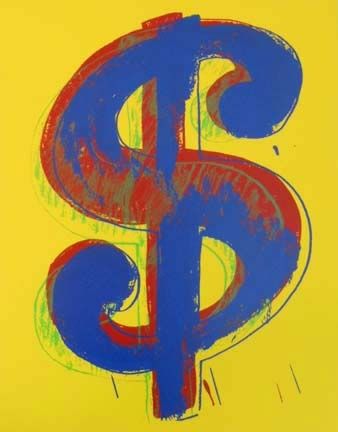 Screenprint Warhol - Yellow Dollar