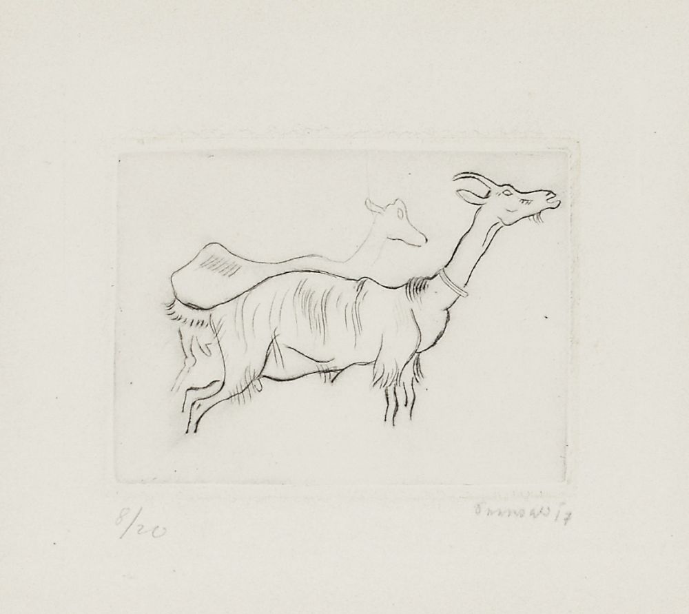 Etching Seewald - Zwei Ziegen (Two goats)