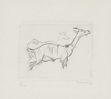 Etching Seewald - Zwei Ziegen (Two goats)