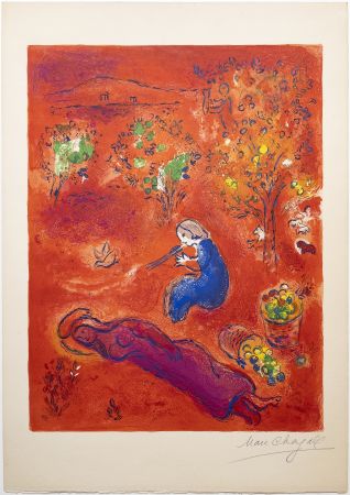 Lithograph Chagall - À MIDI, l 'ÉTÉ (At noon, in summer). Daphnis et Chloé. 1961