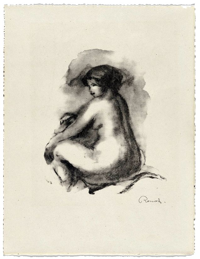 Lithograph Renoir - Étude de femme nue, assise