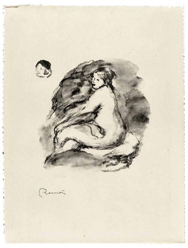 Lithograph Renoir - Étude de femme nue, assise, variante