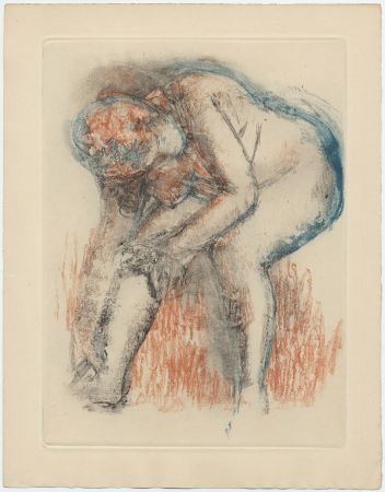 Etching And Aquatint Degas - Étude de nu se massant la cheville (vers 1896)